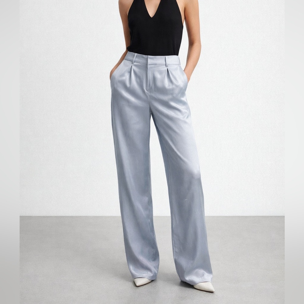 Zara Light Blue / Silver Wide Leg Pants
